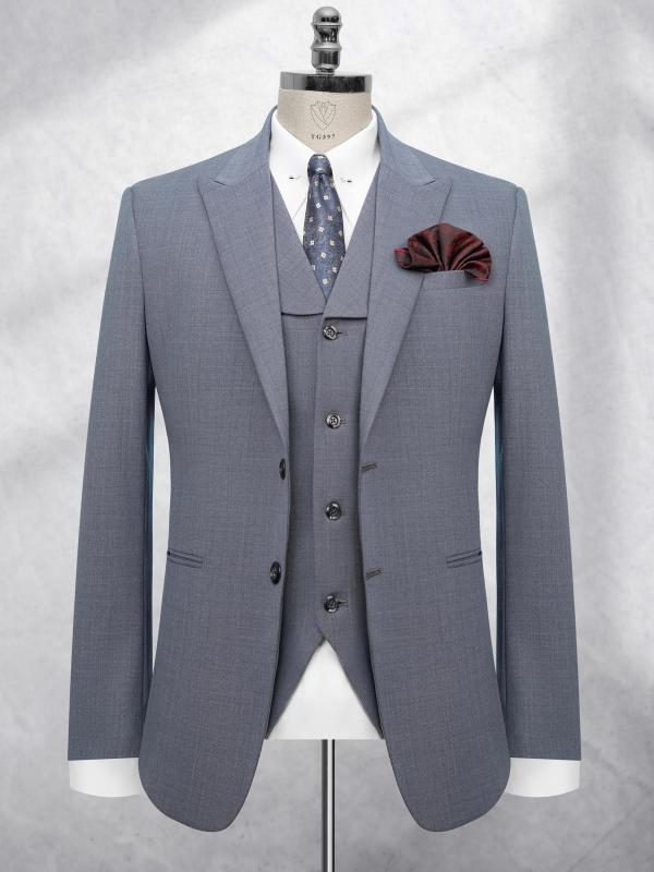 Bộ Suit Xám Denim Kẻ Sọc Ẩn Modern Fit TGS397